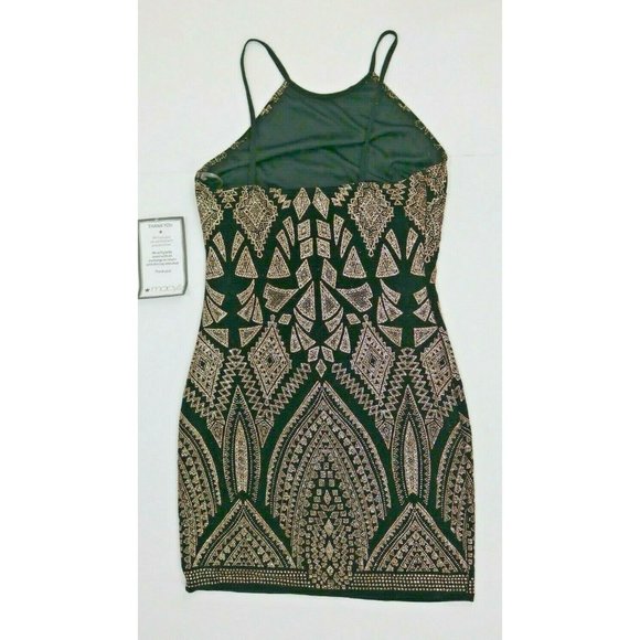 Jump Womens Dress Juniors Black Gold Glitter Party - Picture 8 of 12